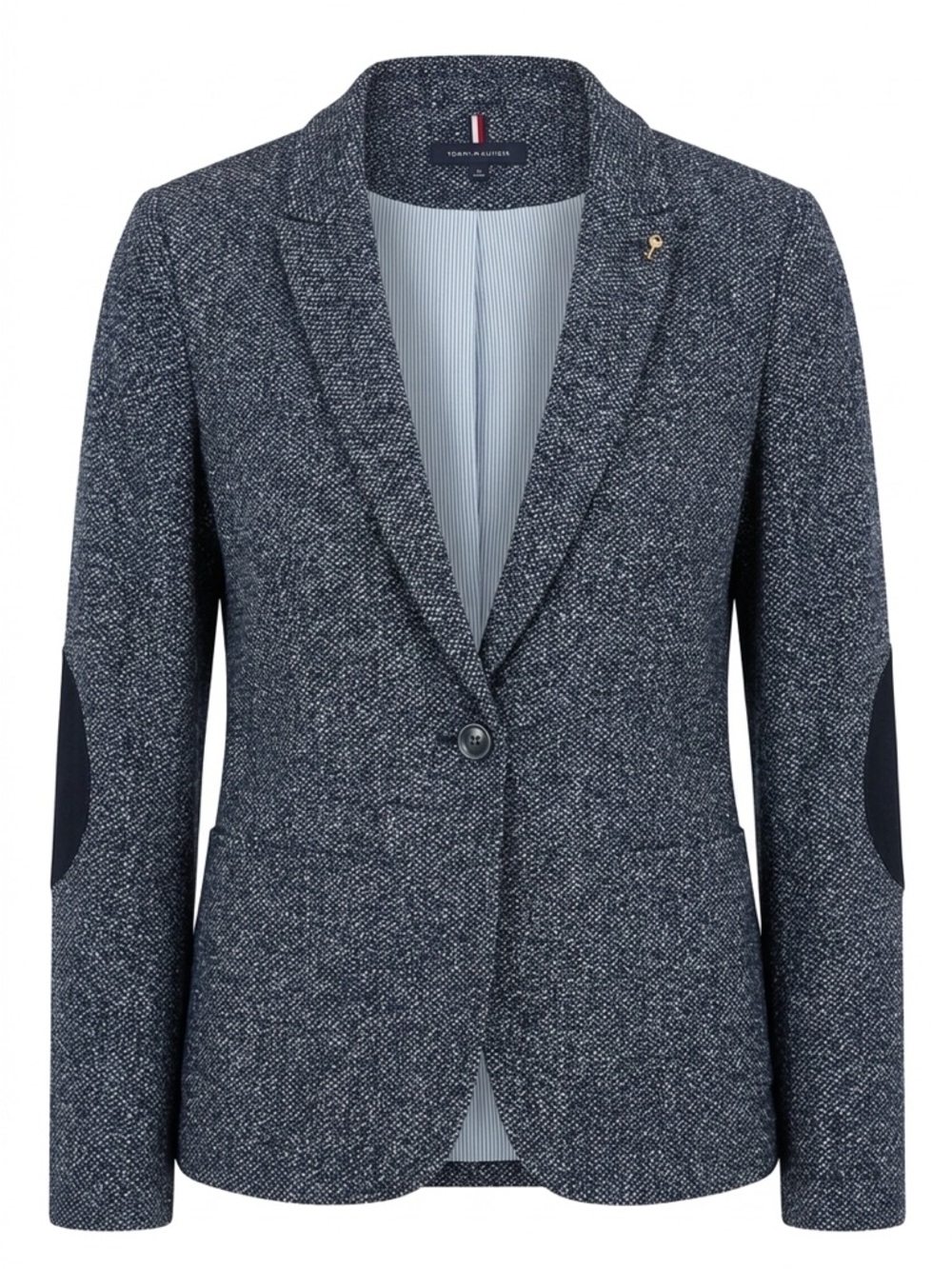 Tommy Hilfiger Navy Tweed Blazer with Black Elbow Patches